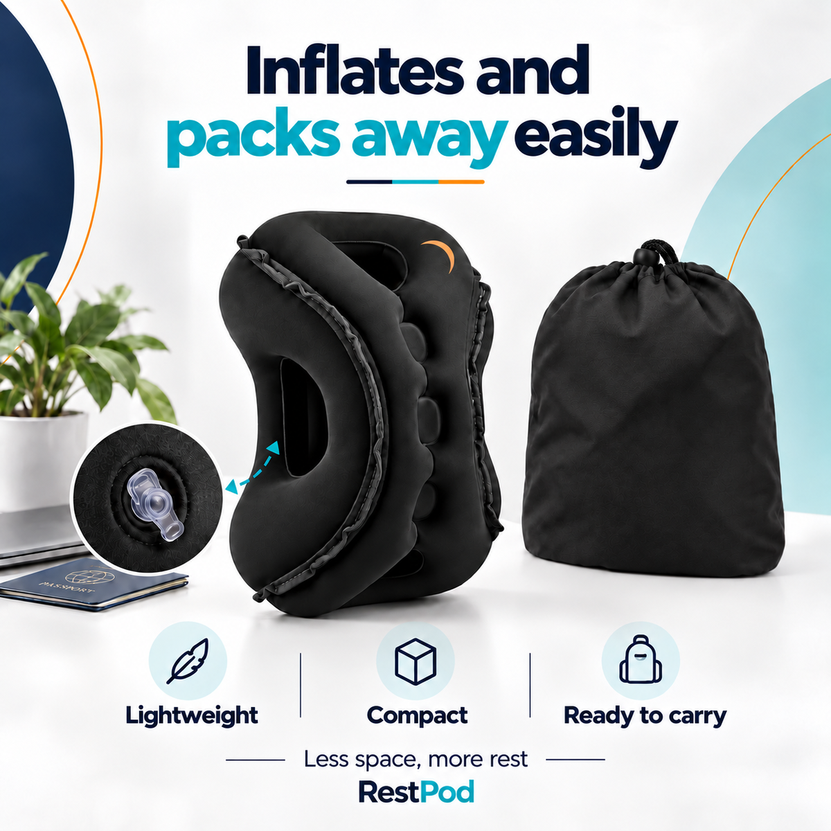 Inflates and packs away easily